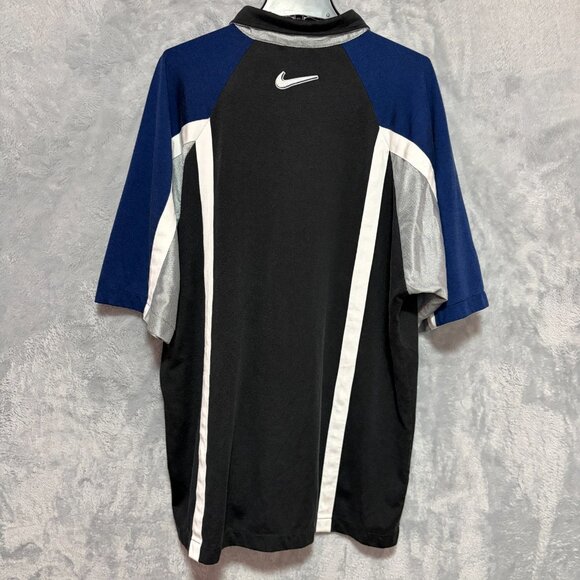 Vintage Nike Shirt Mens XL Black Blue Warm Up Full Zip Jersey Big Logo Y2K - Picture 4 of 10